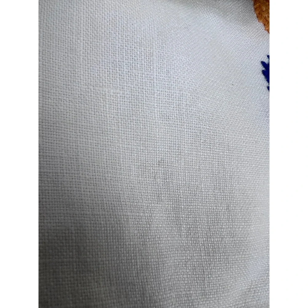 Vintage Embroidered Floral Linen Table Runner Colorful Cross Stitch 36